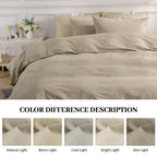 Nexhome Pro Duvet Cover Set 100% Washed Cotton Oversized King 120'X98' Linen Feel Textured Organic Natural 3 Pieces Bedding Set With Zipper Closure And Corner Ties, Breathable Soft (No Comforter)