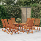 vidaXL Solid Wood Eucalyptus Folding Patio Chairs - Comfortable, Adjustable, and Foldable Outdoor Dining Seating - 8 Piece Set - Brown