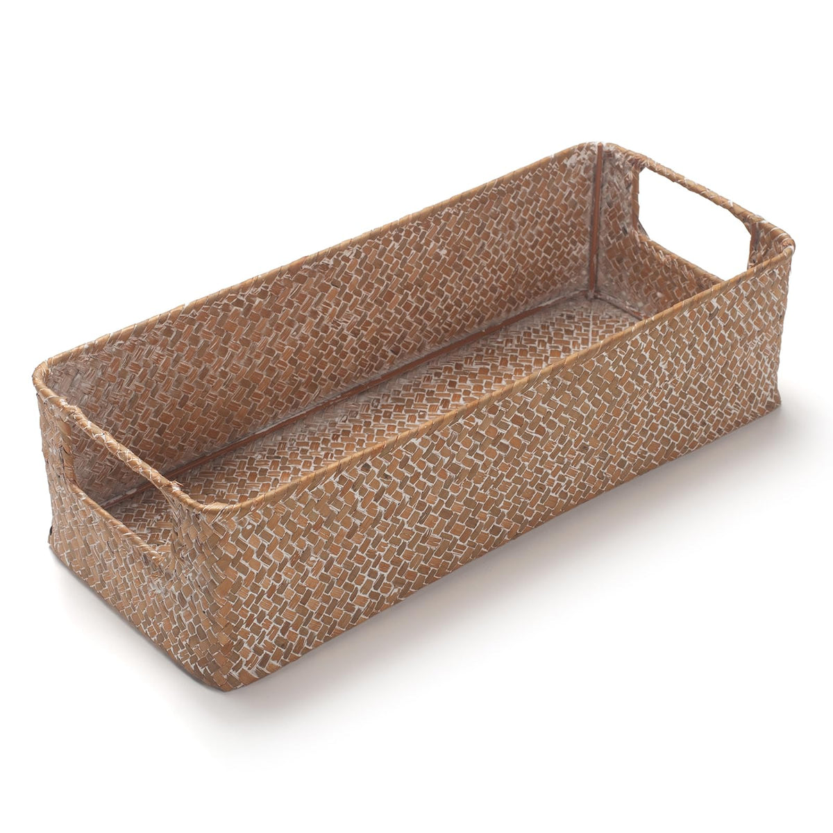 Seagrass Toilet Paper Basket for Back of Toilet Bathroom Storage Organizer for Tank Topper with Builtin Handles (Whitewash 15 x