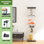 Beauty4U Glass Display Cabinet With 4 Shelves, Curio Cabinets For Living Room, Bedroom, Office, Black Floor Standing Glass Bookshelf, Quick Installation