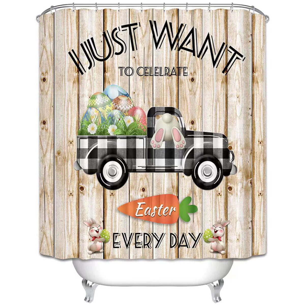Atwqevon Easter Shower Curtain, Shower Curtains For Bathroom