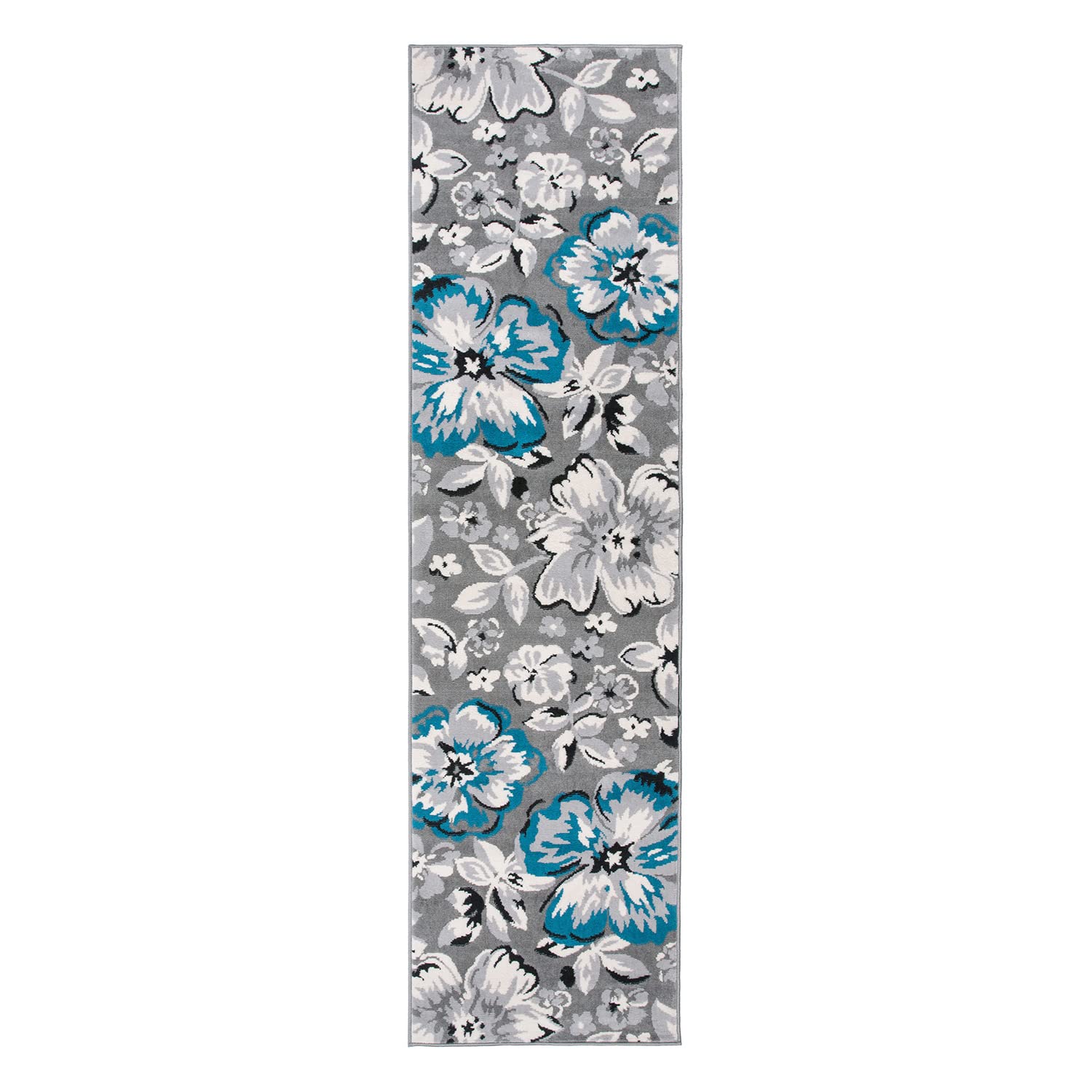 Rugshop Modern Floral Runner Rug 2 x 10 Blue