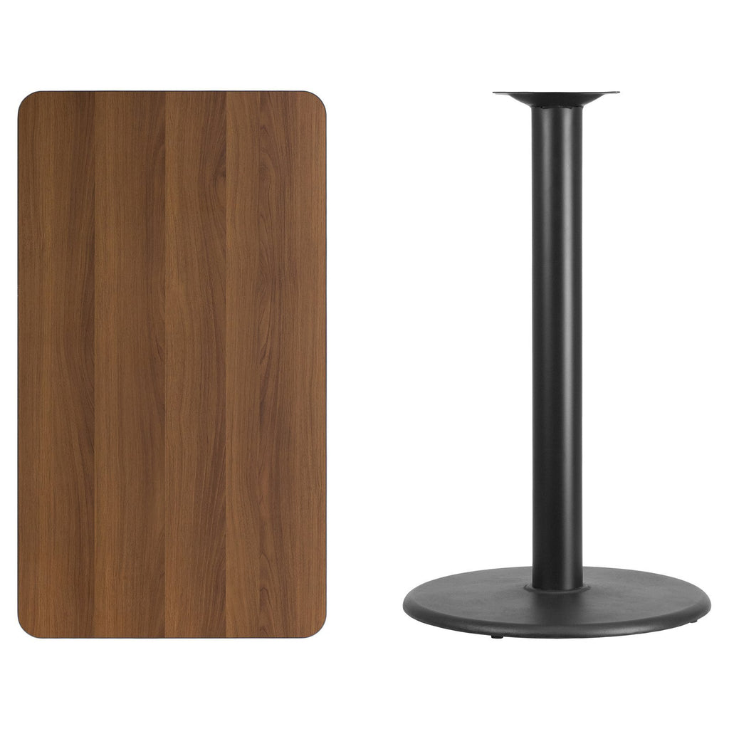 Flash Furniture Stiles 24'' x 42'' Rectangular Mahogany Laminate Table Top with 24'' Round Bar Height Table Base