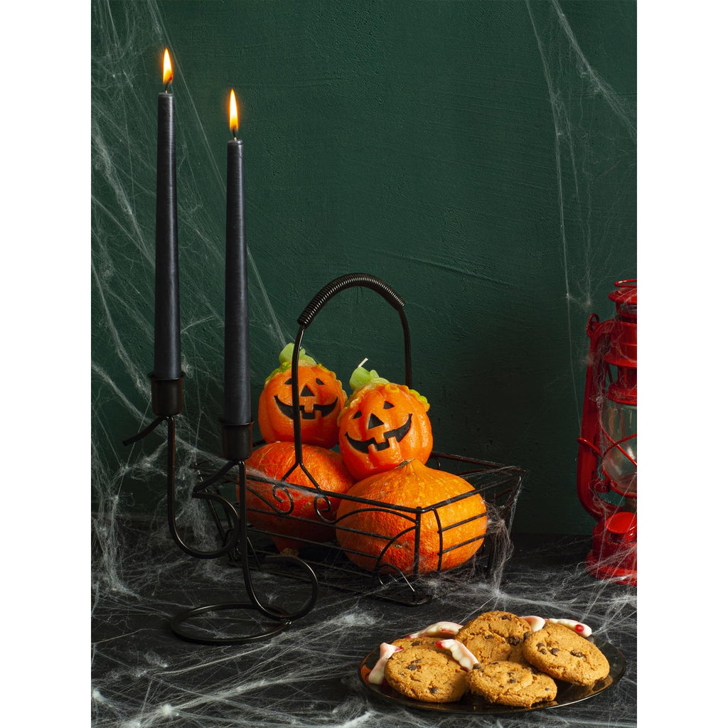 Candwax 10 Inch Taper Candles Set Of 12 - Tall Candles Unscented - Black Tapered Candle Sticks Perfect As Halloween Decoration C