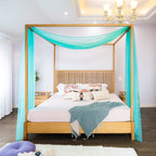 Linentalks Turquoise Canopy Bed Curtains For King & California King Bed, Tiffany Blue Canopy Bed Scarf, Sheer Scarf Valance Cano