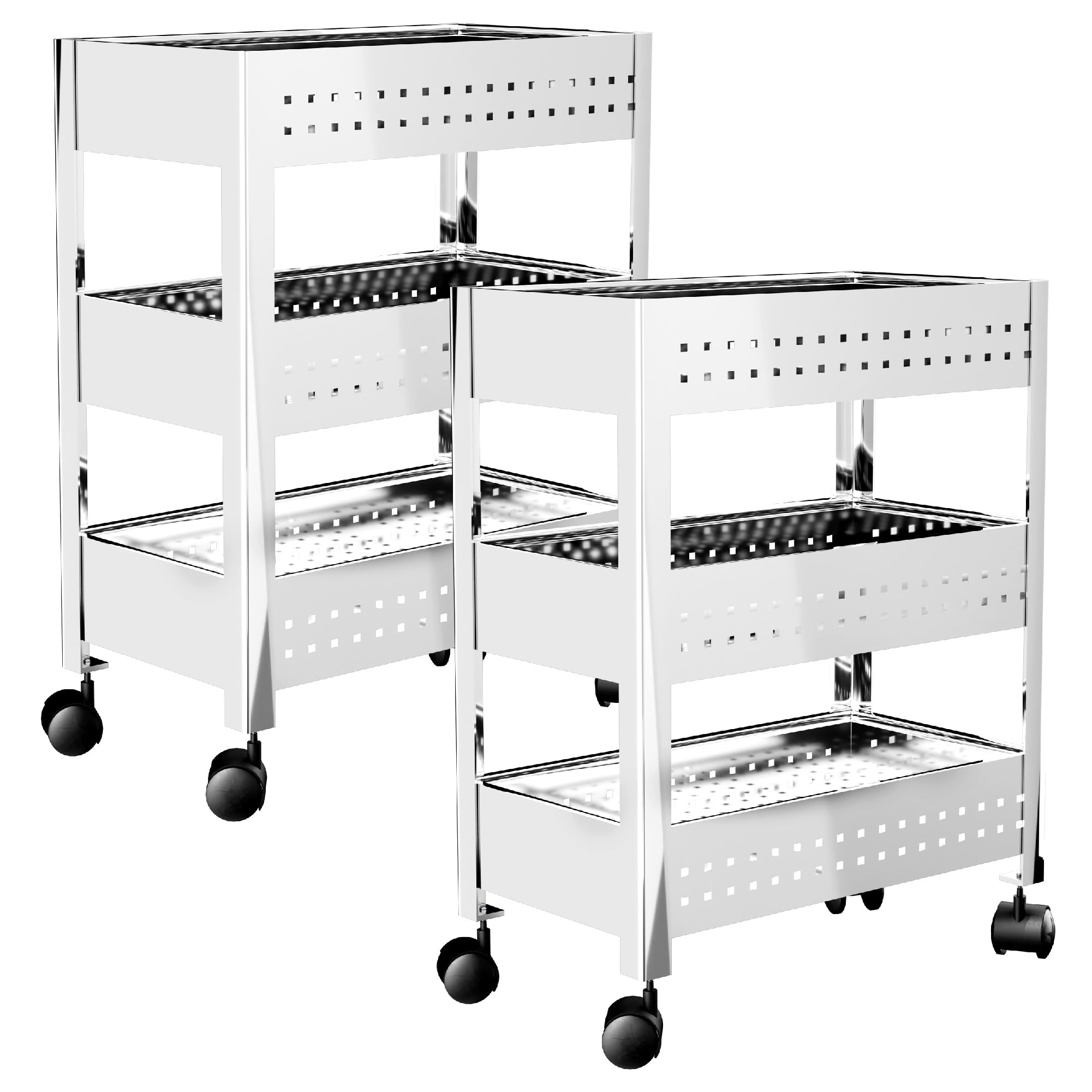 Kuber Industries Metal 3Layer Multipurpose Fruits & Vegetable Stand/Kitchen Trolley With Wheels | SpaceSaving Onion Potato Rac