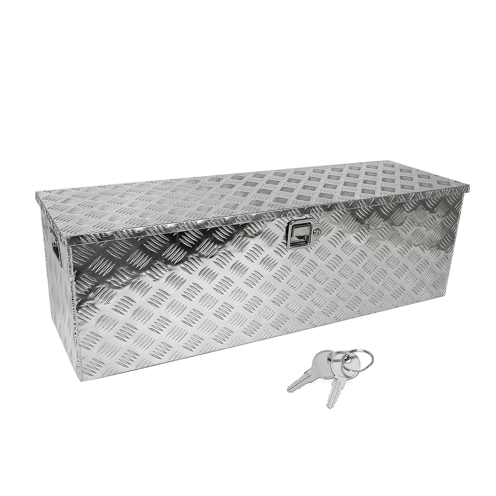 Confote 48 Inch Heavy Duty Aluminum Stripes Plated Tool Box Pick Up Truck Bed Rv Trailer Toolbox Waterproof Square Storage Organ