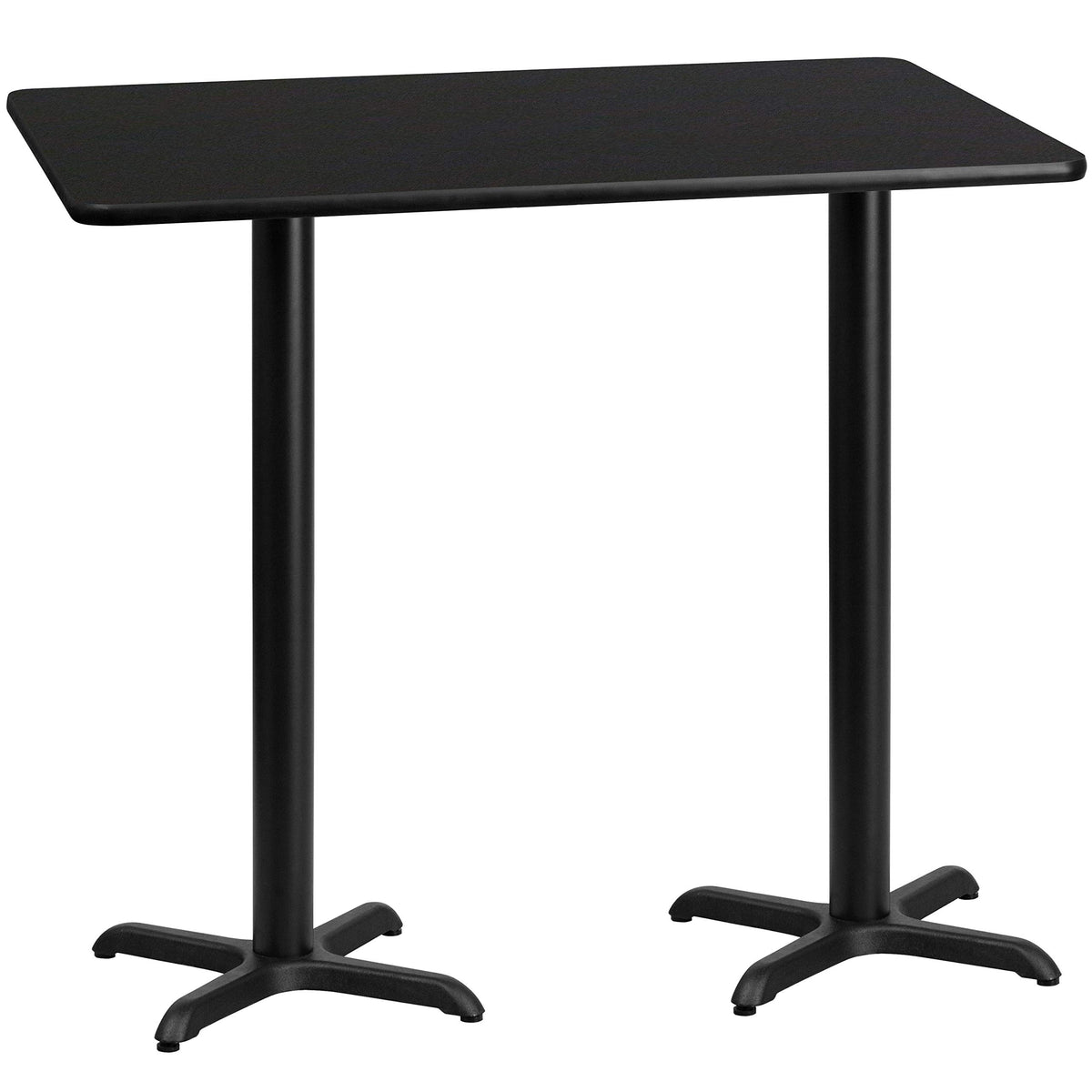 Flash Furniture Stiles 30'' x 60'' Rectangular Black Laminate Table Top with 22'' x 22'' Bar Height Table Bases