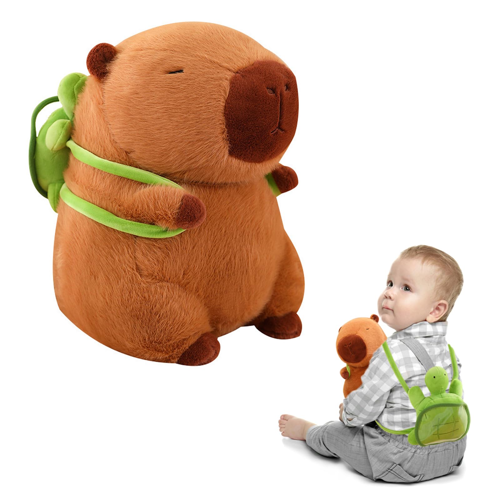 Emoin Cute Capybara Plush Kawaii 13.8Inch Capybara Stuffed Aniamls Toys with Turtle Backpack Capybara Plushie Doll Pillow Capyba