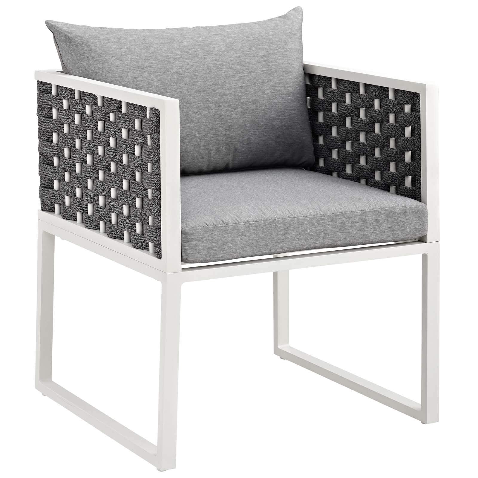Modway Eei-3183-Whi-Gry-Set Stance Outdoor Patio Aluminum Dining Armchair, Set Of 2, White Gray