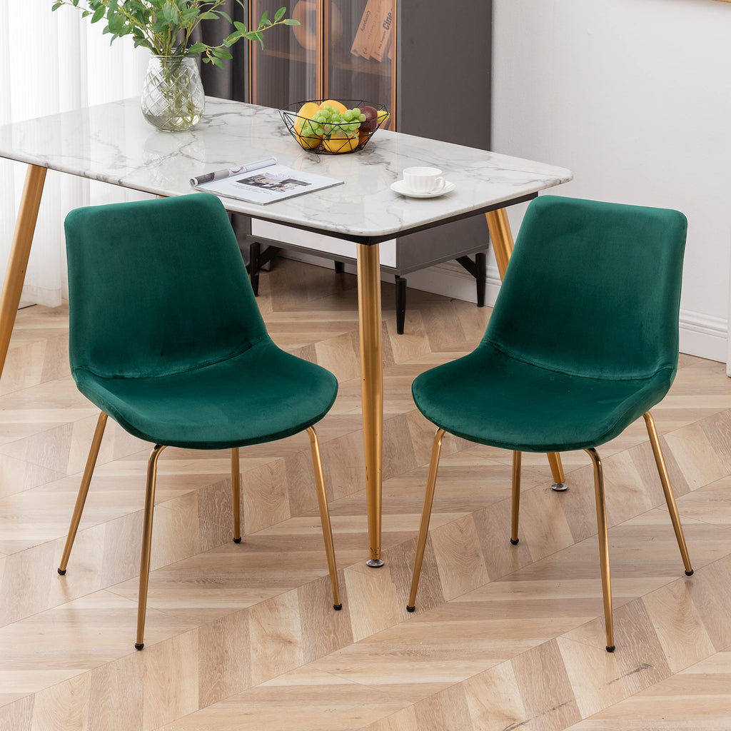 Aufurr Modern Velvet Dining Chair, Set Of 2, Green