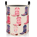 MIEPOS Western Cowboy Boot Laundry Basket, Rustic Cowgirl Dirty Clothes Hamper, Colorful Floral Foldable Waterproof Oxford Cloth