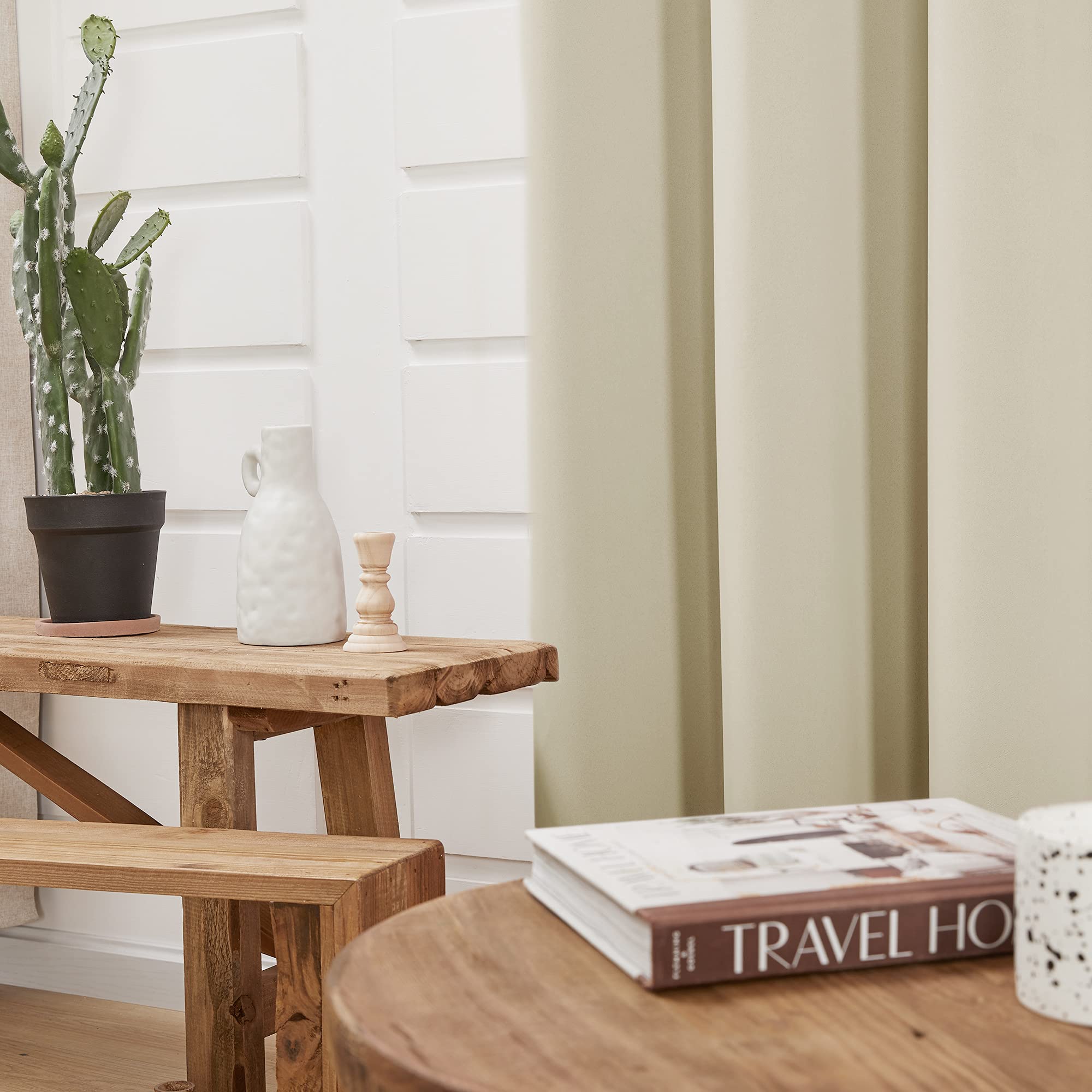 Deconovo Blackout Grommet Curtains ?Thermal Insulated, Noise-Reducing, Sustainable & Easy-Care Drapes For Bedroom, Living Room & Office ?Oeko-Tex Certified, Beige, 42W X 63L Inch (Set Of 2)