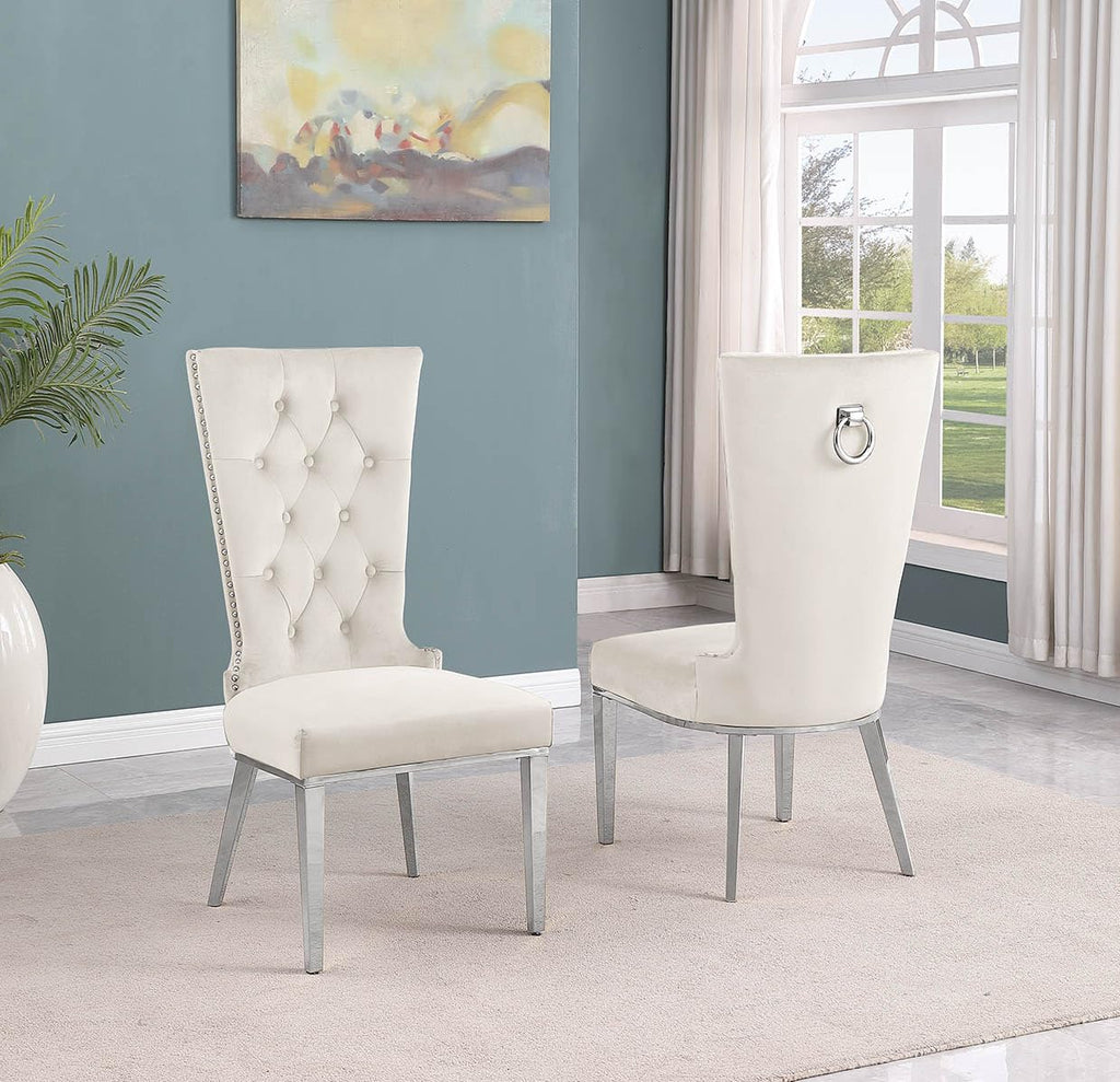 Best Quality Furniture SC330-337 Dining Chairs, Cream/Silver