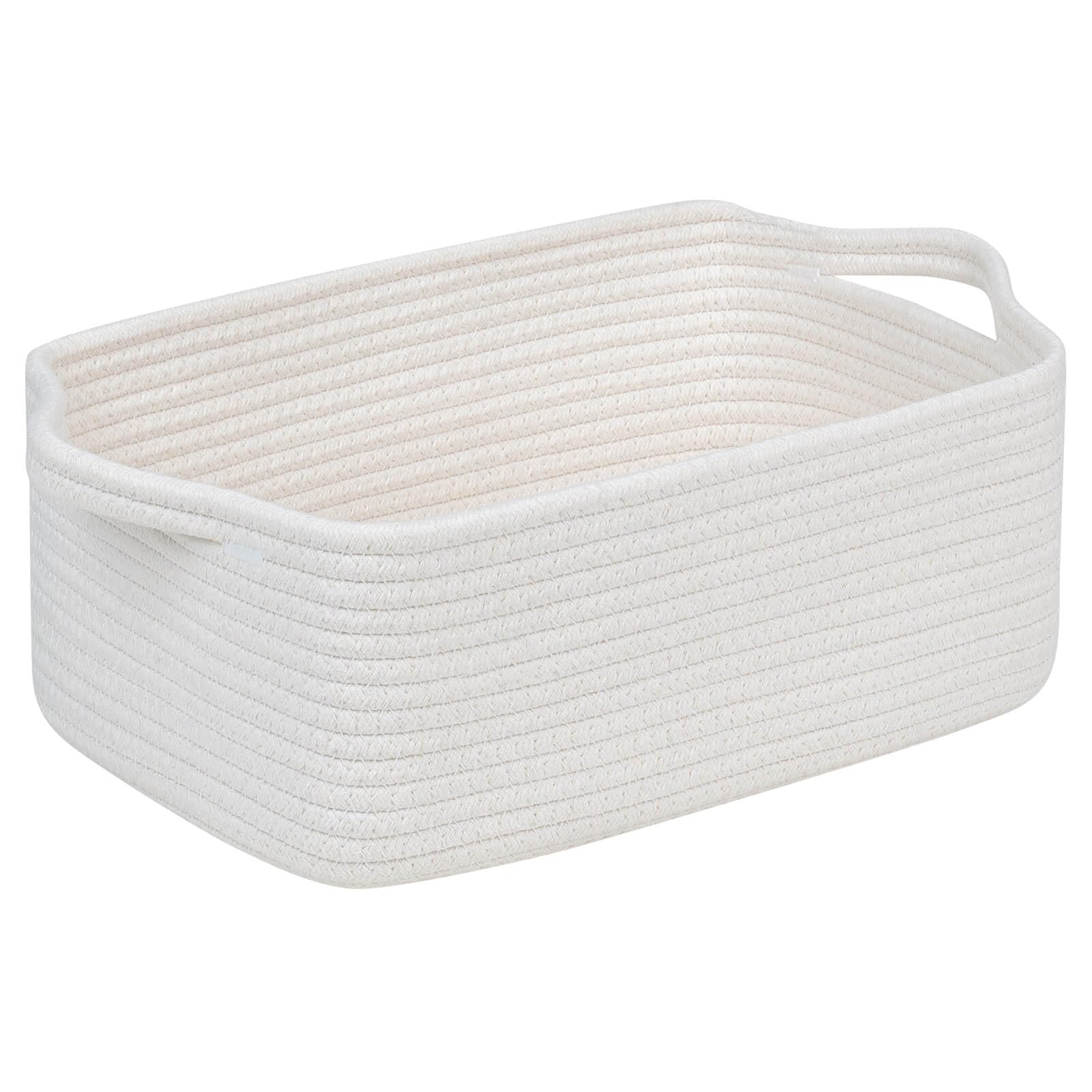 CubesLand Cute and Durable Small Cotton Rope Basket for Organizing, Woven Closet Storage Bin,Shelves Closet Storage Basket, Bath
