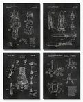 Outer Space Science Decor 4 (8x10 in.) Patent Prints Decorations - Great Gifts for Aerospace Lovers - Industrial Wall Art Steamp