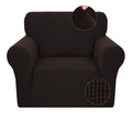 Jiviner Super Stretch Chair Slipcovers With Arms 1-Piece Jacquard Small Checks Living Room Armchair Covers Soft Anti Slip Sofa Couch Furniture Protector For Kids Pets (Chair, Dark Coffee)