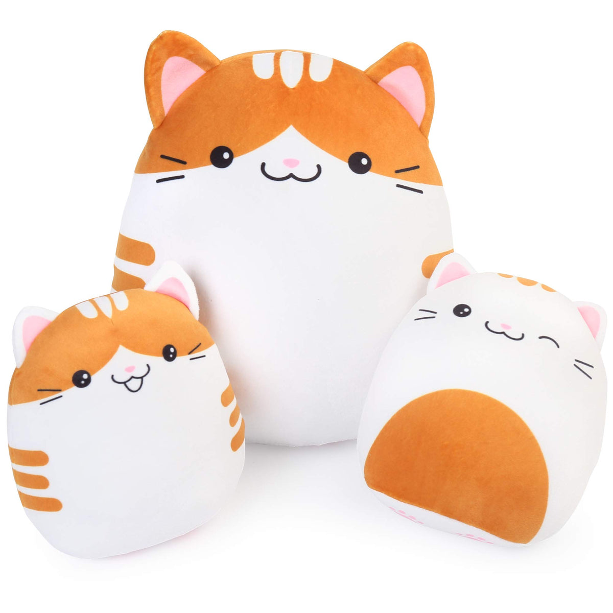 Benben Cat Plush Toy, Set Of 3, 12' And 7' Squishy Kitty Stuffed Animal Toy Hugging Pillow, Soft Cushion For Kids