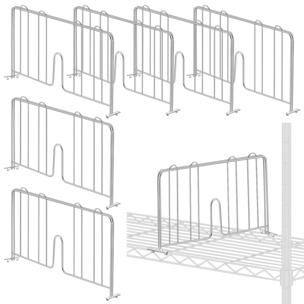 MorningRo 6 Pcs 24 W X 9 H Wire Shelf Divider for Wire Shelves, Silver