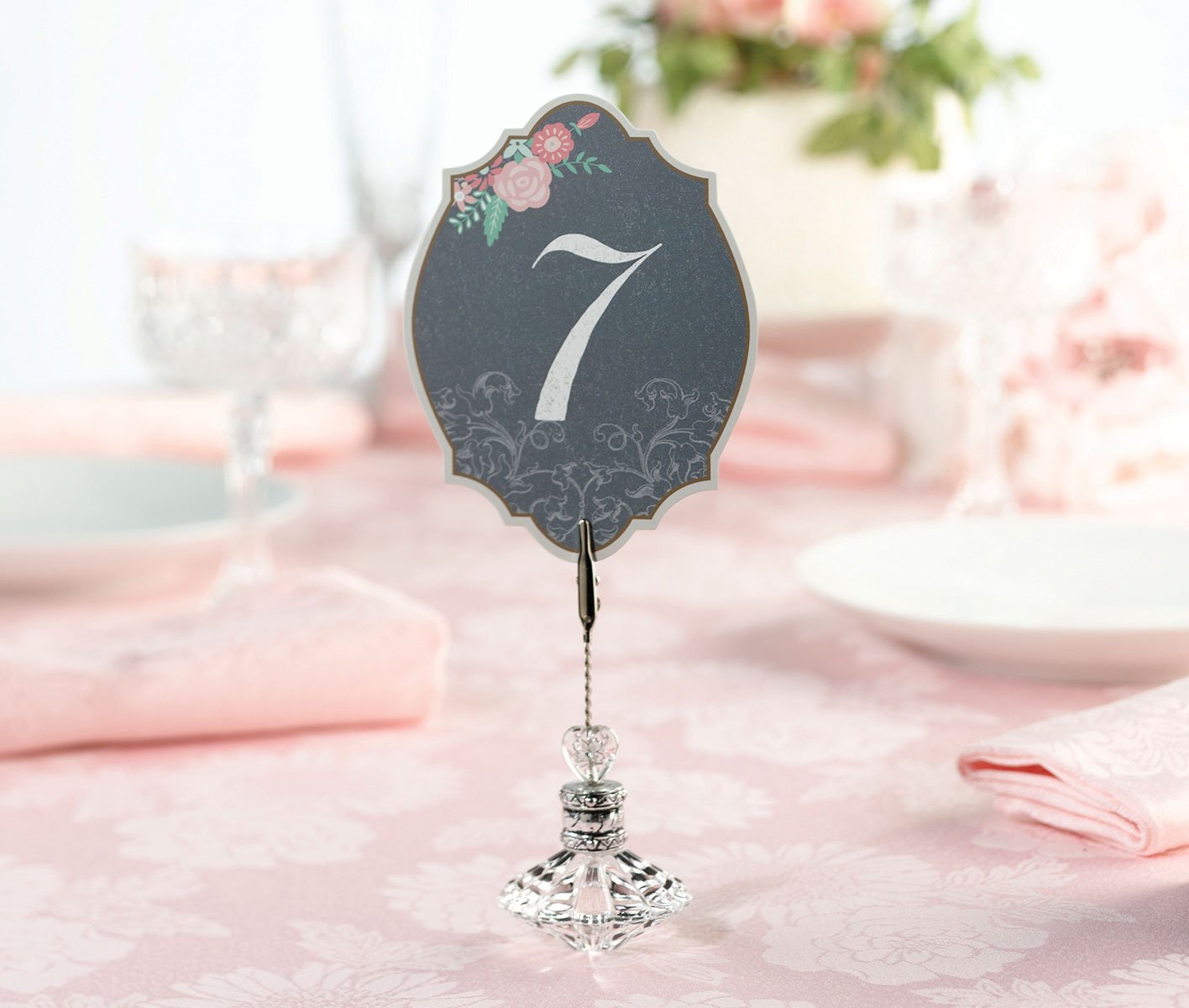Lillu Lillian Rose Vintage Chalkboard Table Numbers 1-24, Black/Pink