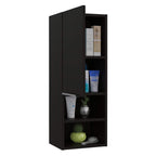 DEPOT E-SHOP Savona Single Privacy Door Medicine Cabinet with 2 External Shelves and 2 Interior Shelves, 32" H, Black, Bathroom