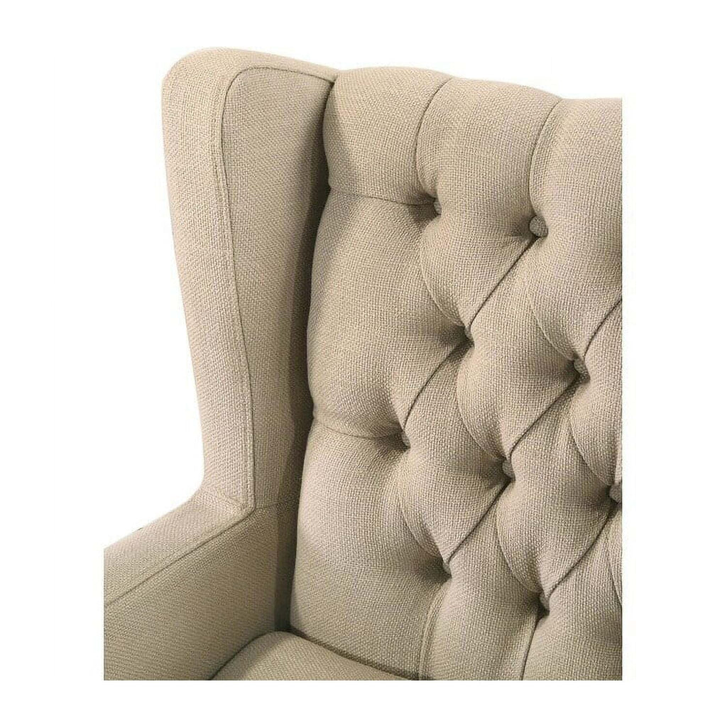 Lilola Home Irwin Beige Linen Button Tufted Wingback Chair