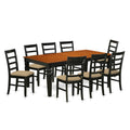 East West Furniture LGPF9-BCH-C 9 Piece Dining Table Set Includes a Rectangle Dining Room Table with Butterfly Leaf and 8 Linen Fabric Upholstered Chairs, 42x84 Inch, Black & Cherry