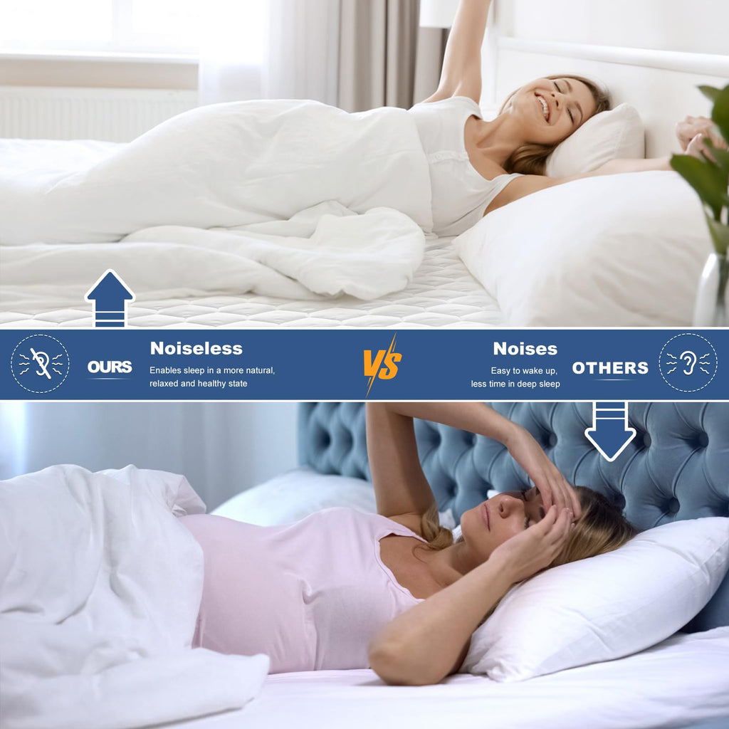 Grt Queen Mattress Protector Waterproof, 100% Waterproof Quilted Fitted Mattress Pad, Noiseless Hollow Cotton Mattress Cover, Fi