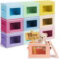 Threehoney 10 Pcs Fabric Storage Cubes with Lids, 14 x 10 Inch, Pastel