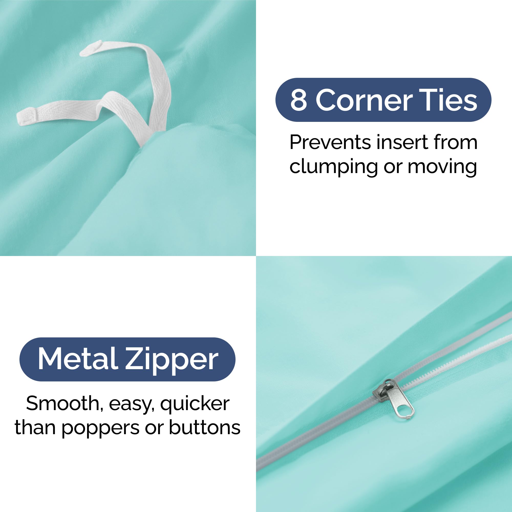 Duvet Cover Queen Size Set - Extra Soft Queen Size Duvet Cover 90 X 90 With 2 Pillow Shams - Hotel Luxury Easy Care And Fade Free W/ Zipper Closures & Ties - Comfy Breathable Bedding Set (Spa Blue)