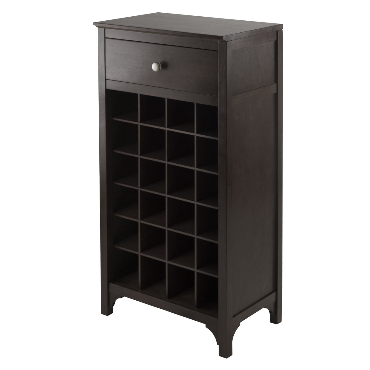 Winsome Ancona Modular 24 Bottle Wine Cabinet With Drawer 19.09W X 12.6D X 37.52H-Inches, Dark Espresso