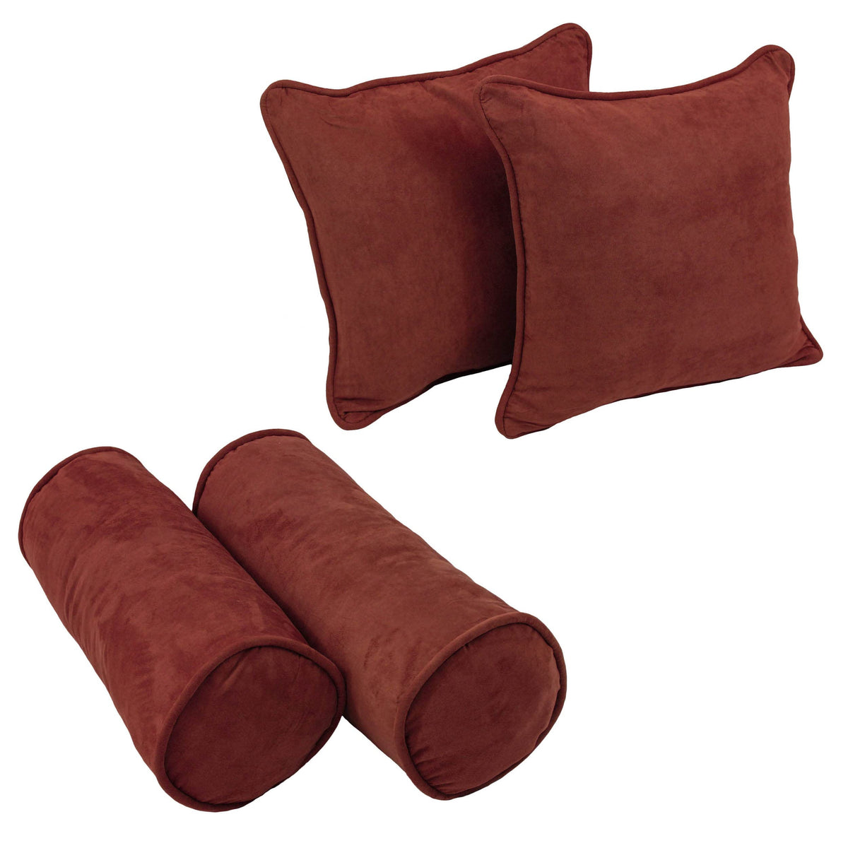 Blazing Needles Corded Microsuede Throw Pillow Set, Red Wine 4 Count