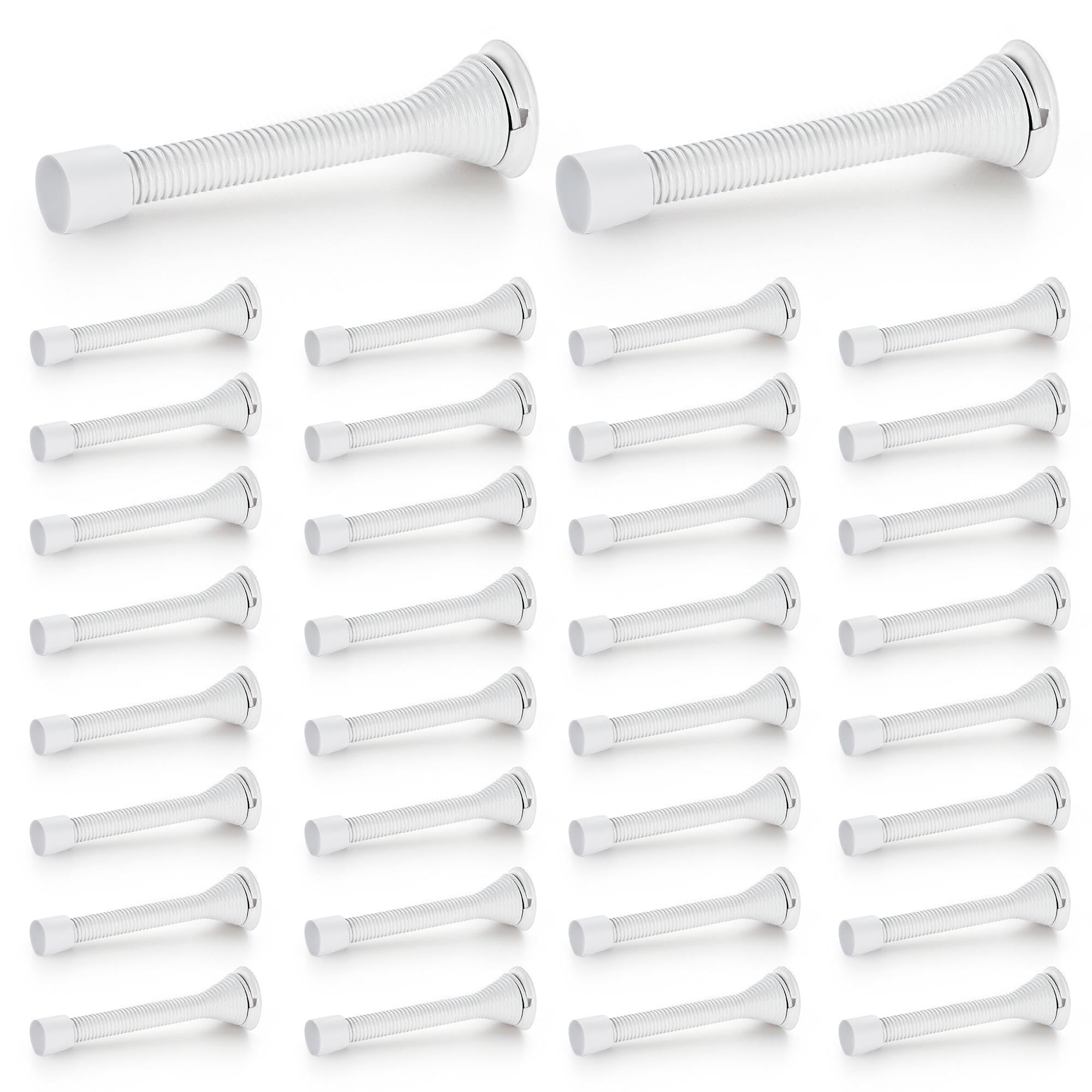 Ravinte Door Stoppers, 36 Pack White Spring Door Stops With Rubber Bumper, Door Stoppers For Bottom Of Door