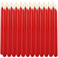 YOROXRG 24 Pack Red Taper Candles, 7-8 Hours Burn Time, Unscented, Smokeless and Dripless, 0.75 x 10 Inch Dinner Candle Set for 