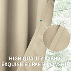 Bgment Short Room Darkening Curtains 36 Inches Length - Rod Pocket Thermal Insulated 42 Inch Width Window Drapes For Kitchen Cafe Bedroom, Beige, 2 Panels, 42 X 36 Inch