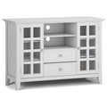 SIMPLIHOME Acadian SOLID WOOD 53 inch Wide Rustic TV Media Stand in White For TVs up to 60 inches for the Living Room and Entert