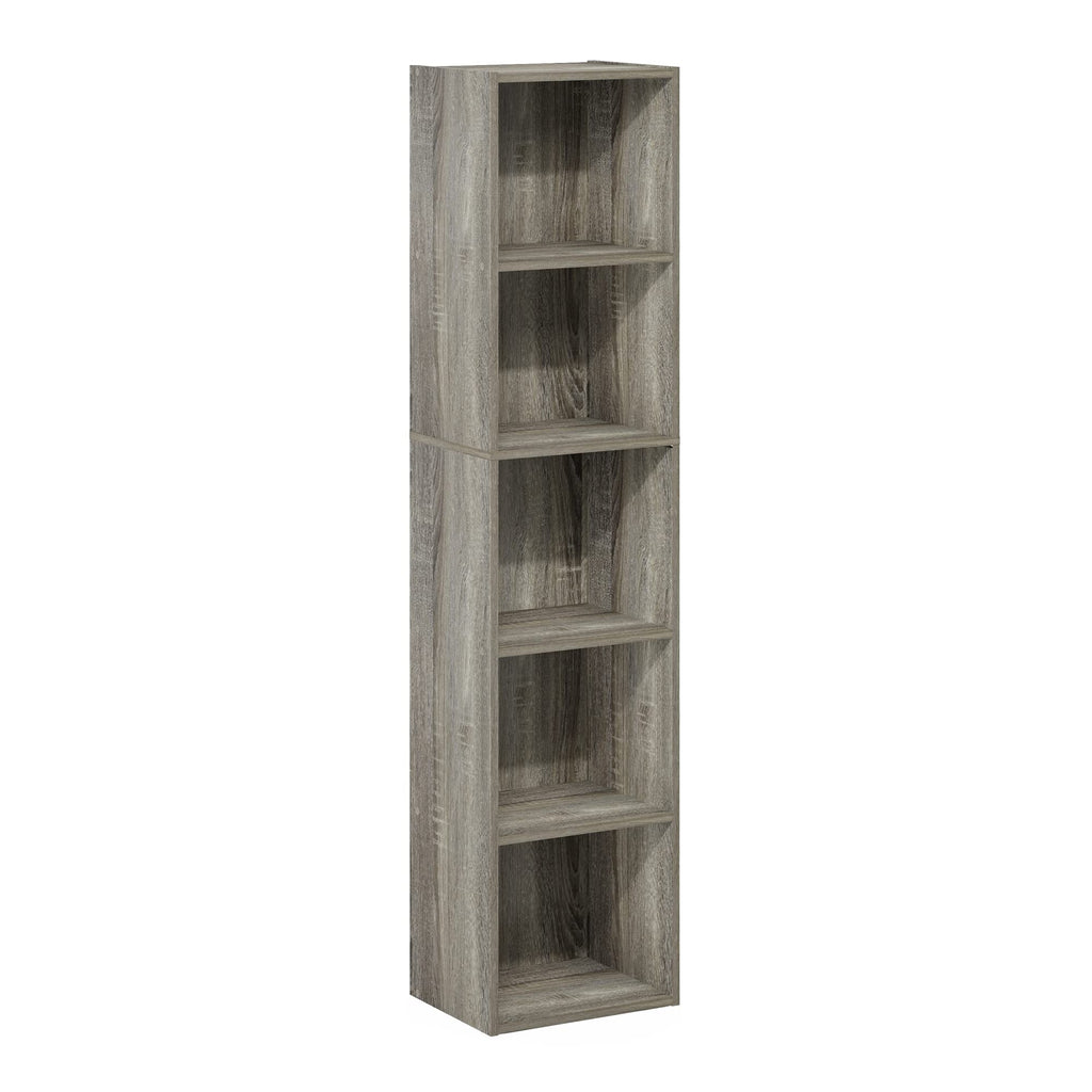 Furinno Luder Bookcase / Book / Storage, 5-Tier Cube, French Oak