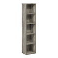 Furinno Luder Bookcase / Book / Storage, 5-Tier Cube, French Oak