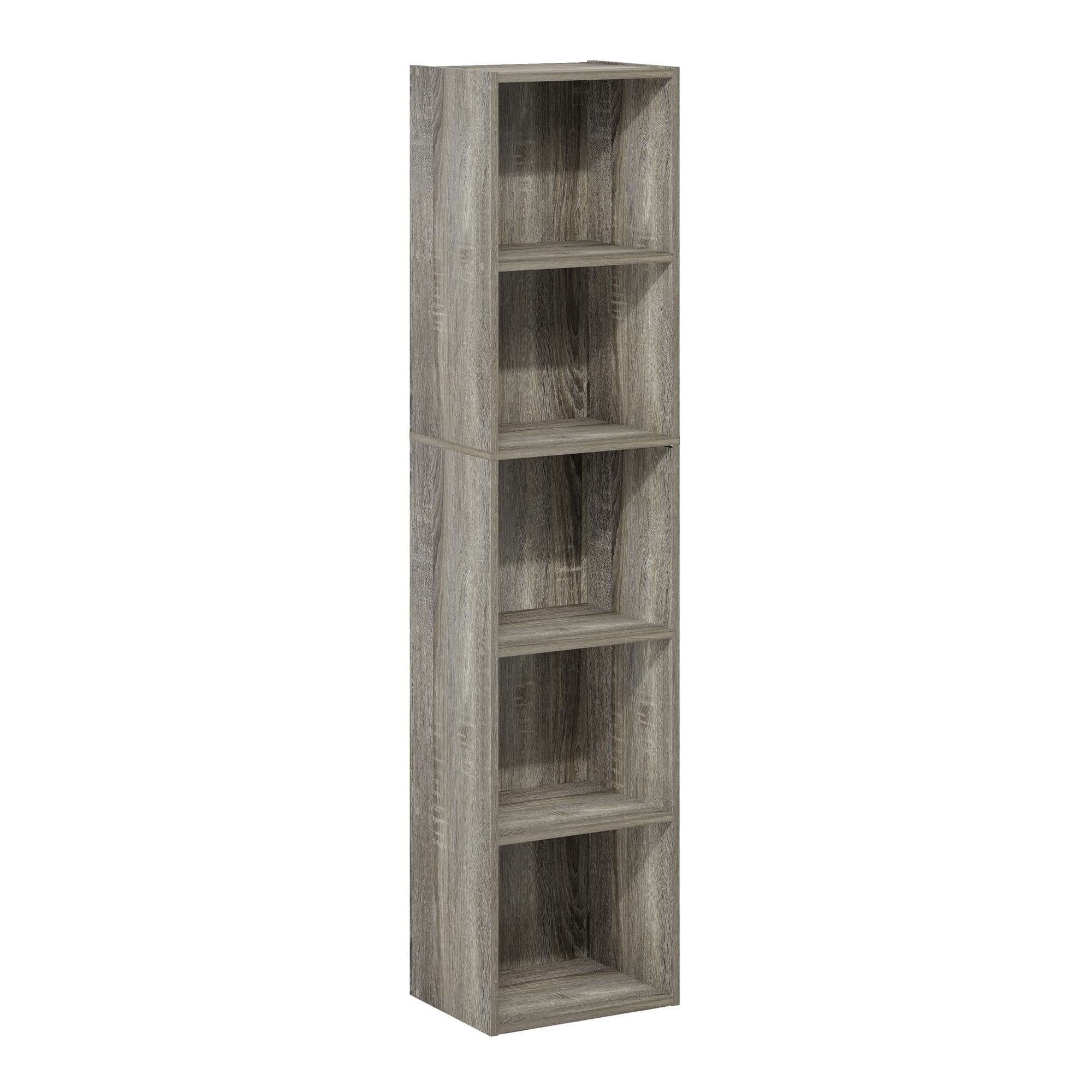 Furinno Luder Bookcase / Book / Storage, 5-Tier Cube, French Oak