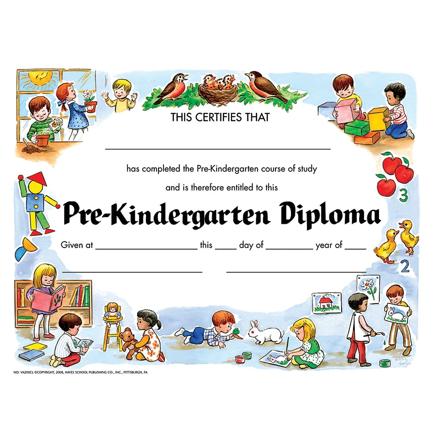 Hayes Preschool Kindergarten Diplomas, Recognition, Pre-Kindergarten, Award Students, Day Care, End Of The Year, 8.5' X 11', 3