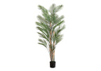 Monarch Specialties I 9590 Artificial Plant, 83' Tall, Palm Tree, Decorative, Floor, Indoor, Potted, Real Touch, Green Leaves, Black Pot