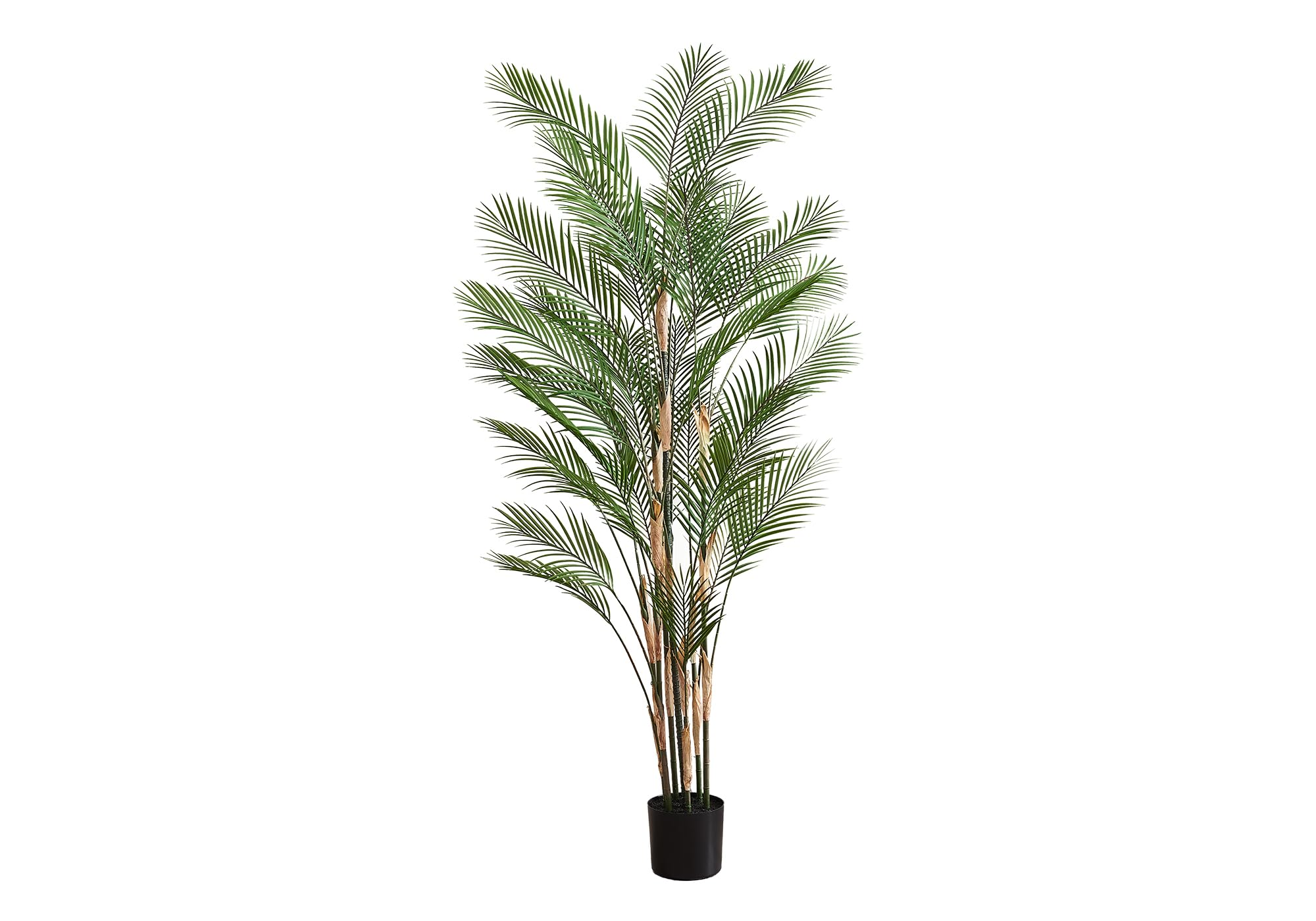 Monarch Specialties I 9590 Artificial Plant, 83' Tall, Palm Tree, Decorative, Floor, Indoor, Potted, Real Touch, Green Leaves, Black Pot