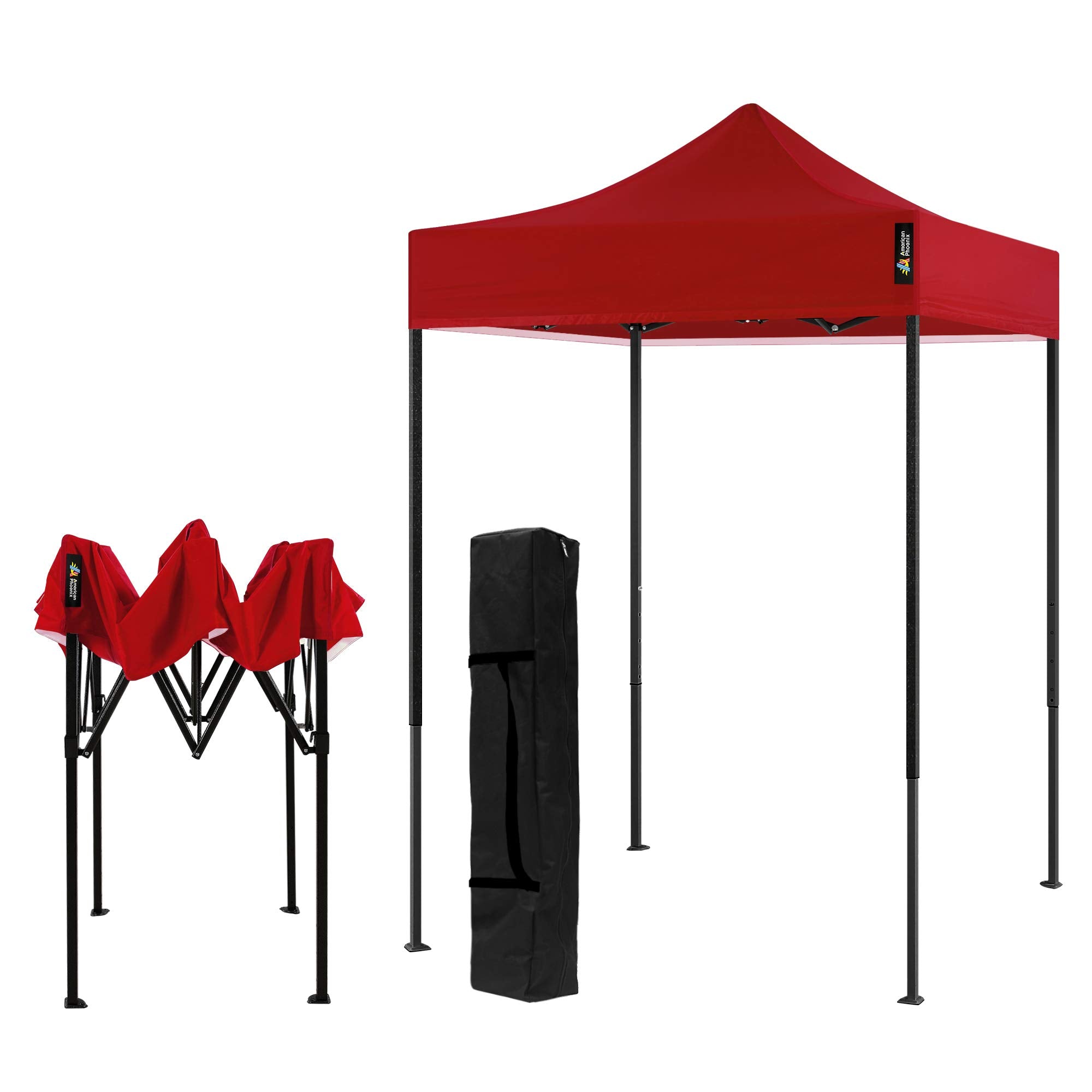 American Phoenix Canopy Tent 5X5 Pop Up Portable Tent Commercial Outdoor Beach Instant Sun Shelter (Red)