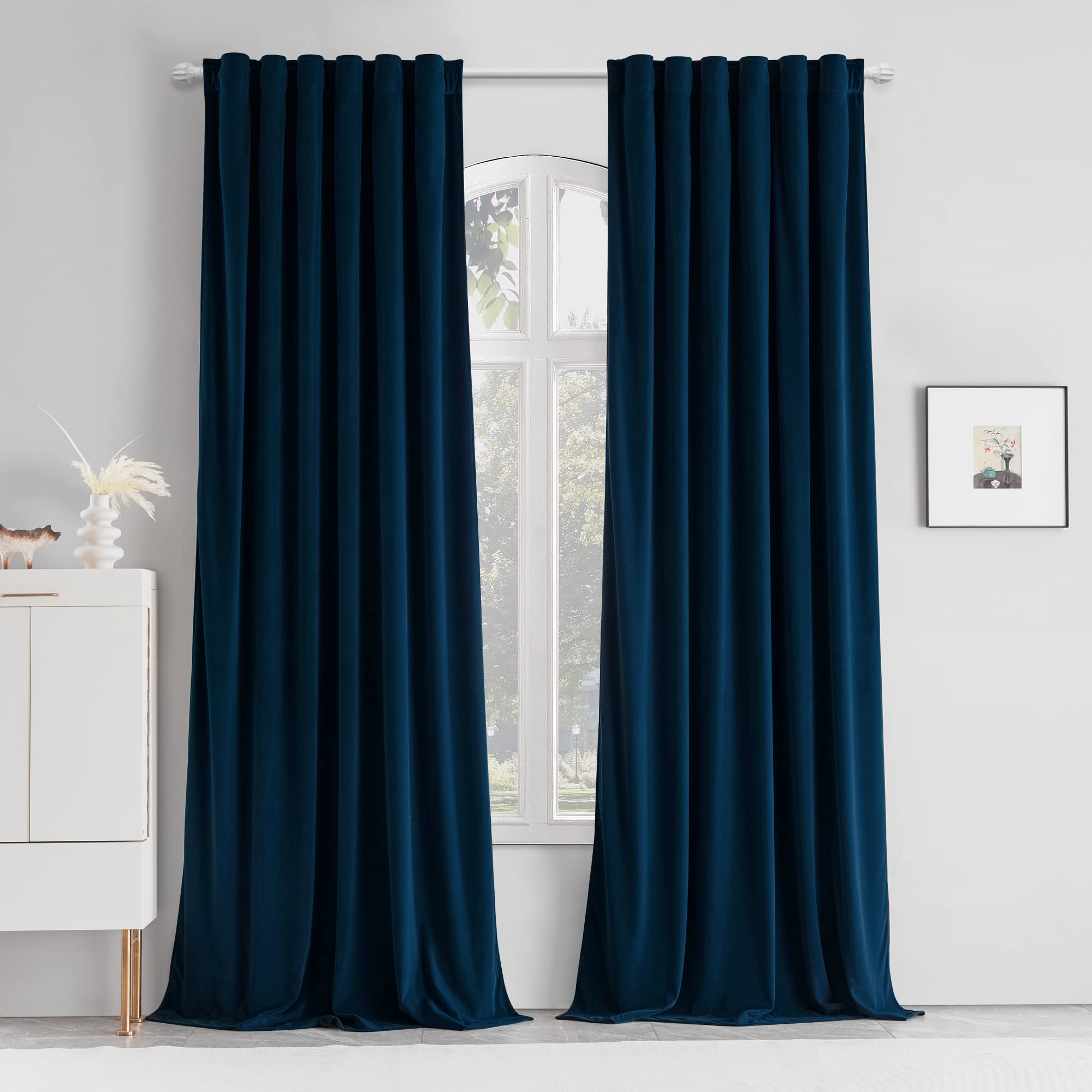 Mumfas Velvet Curtains 120 Inches Extra Long Drapes Tall Curtains For High Ceiling Holiday Backdrop Curtains For Parties/Hall/Di