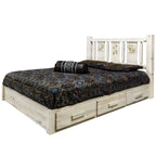 Montana Log Collection Wood Homestead Platform Bed with Storage MWHCSBPTVLZELK