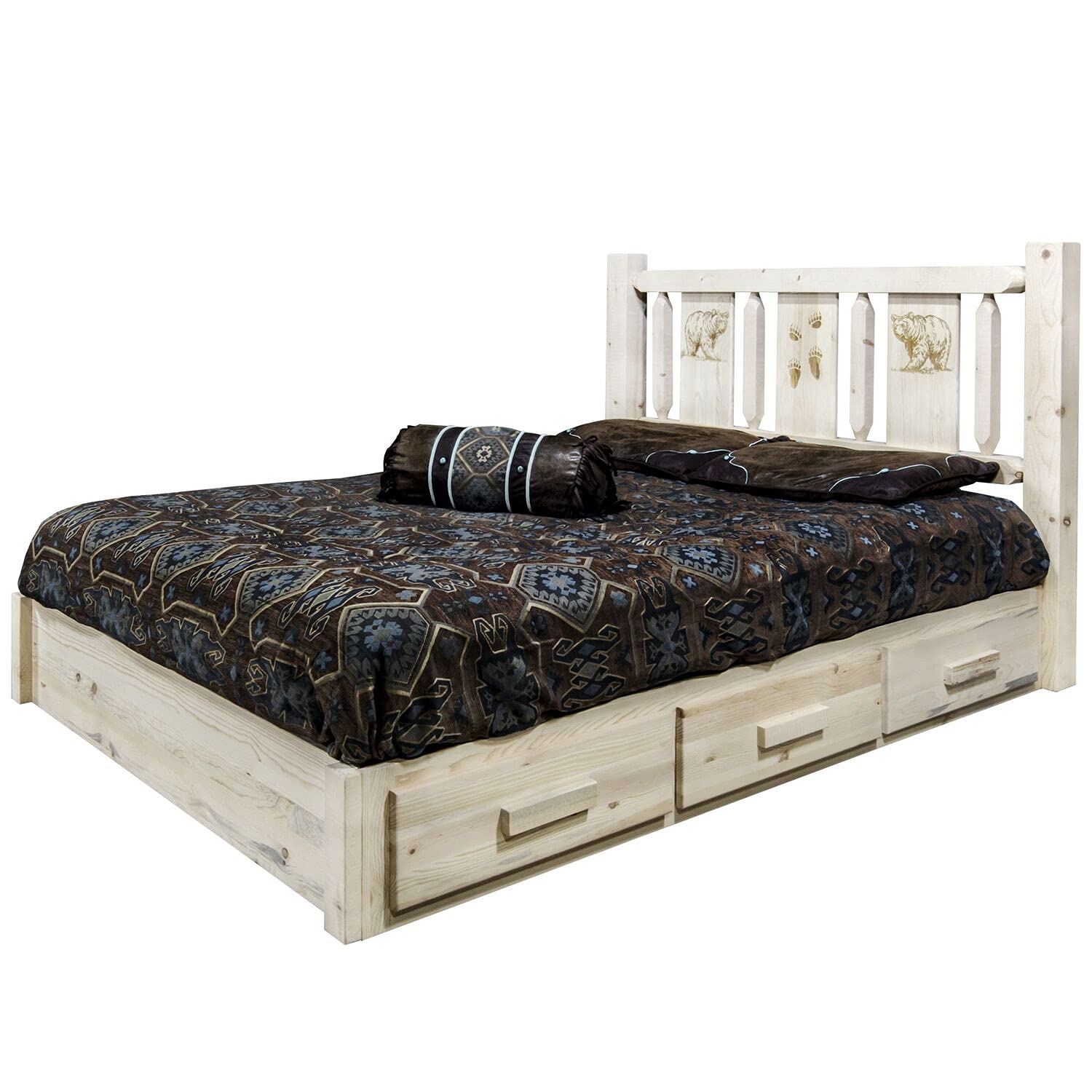 Montana Log Collection Wood Homestead Platform Bed MWHCSBPCAKVLZWOLF