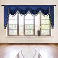 Elkca Thick Royal Blue Chenille Window Curtains Valance For Living Room Waterfall Valance For Bedroom (W110Inch, 1 Panel)