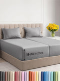 Extra Deep Pocket Split King Sheets - 5 Piece Breathable & Cooling Bed Sheets - Hotel Luxury Bed Sheet Set - Soft, Wrinkle Free & Comfy - Easily Fits Extra Deep Mattresses - Heathered Grey Sheets Set