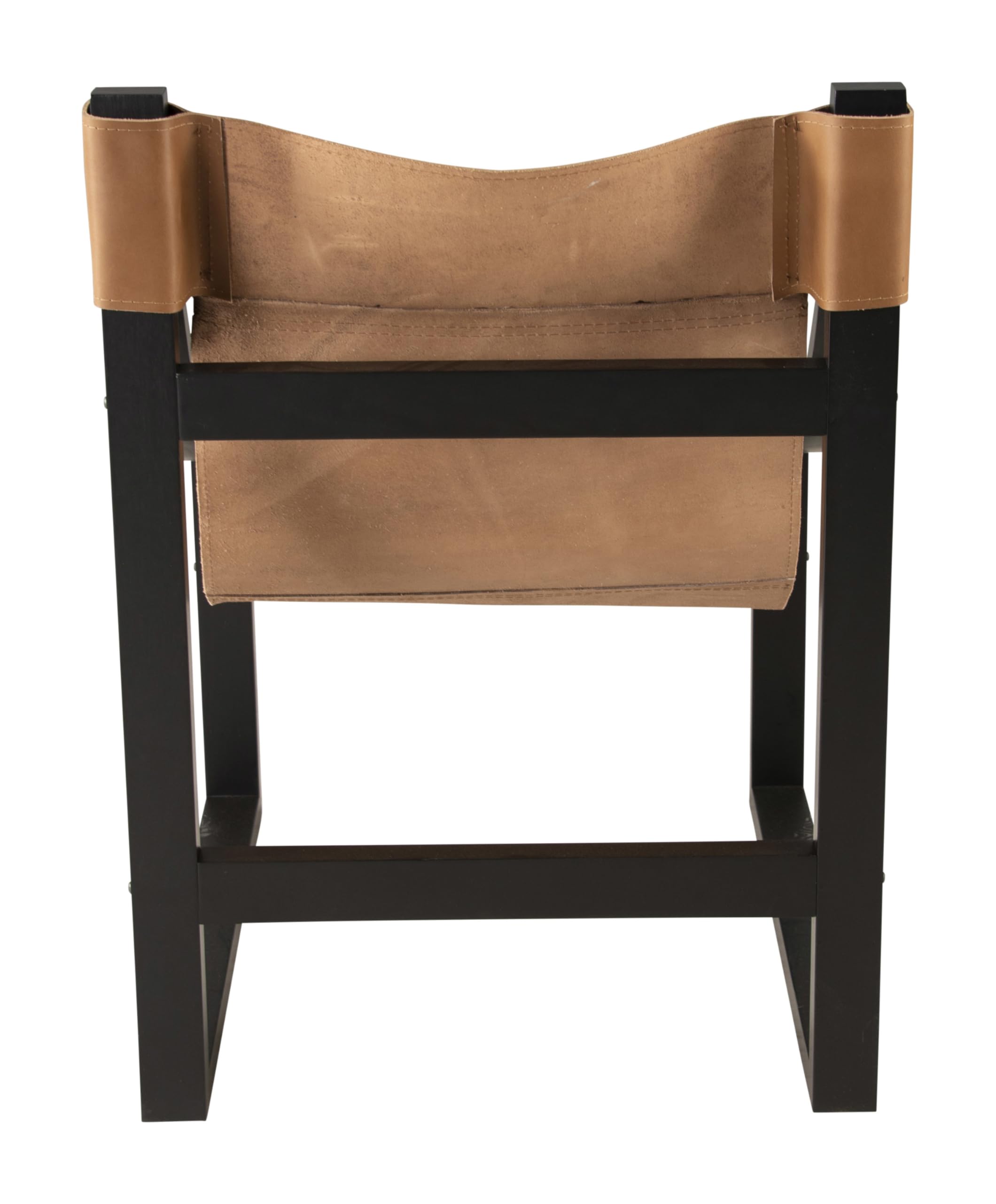 Steve Silver Furniture Lima Leather Sling Accent Chair, Oak Solids, Home Office, Living Room, Stable Wooden Frame, Balcony, 26.3' L X 28.3' W X 37' H, Brown/Black
