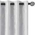 Buhua Room Darkening Curtains 63 Inch Length, Window Treatments For Living Room Grommet Curtains With Silver Leaf Foil Design (5